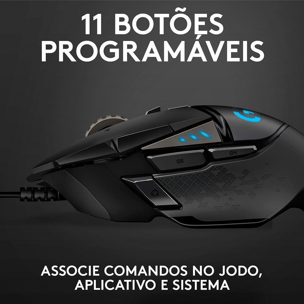 Mouse Gamer Logitech G502 Preto Hero USB - 910-005550-C - Mega Market