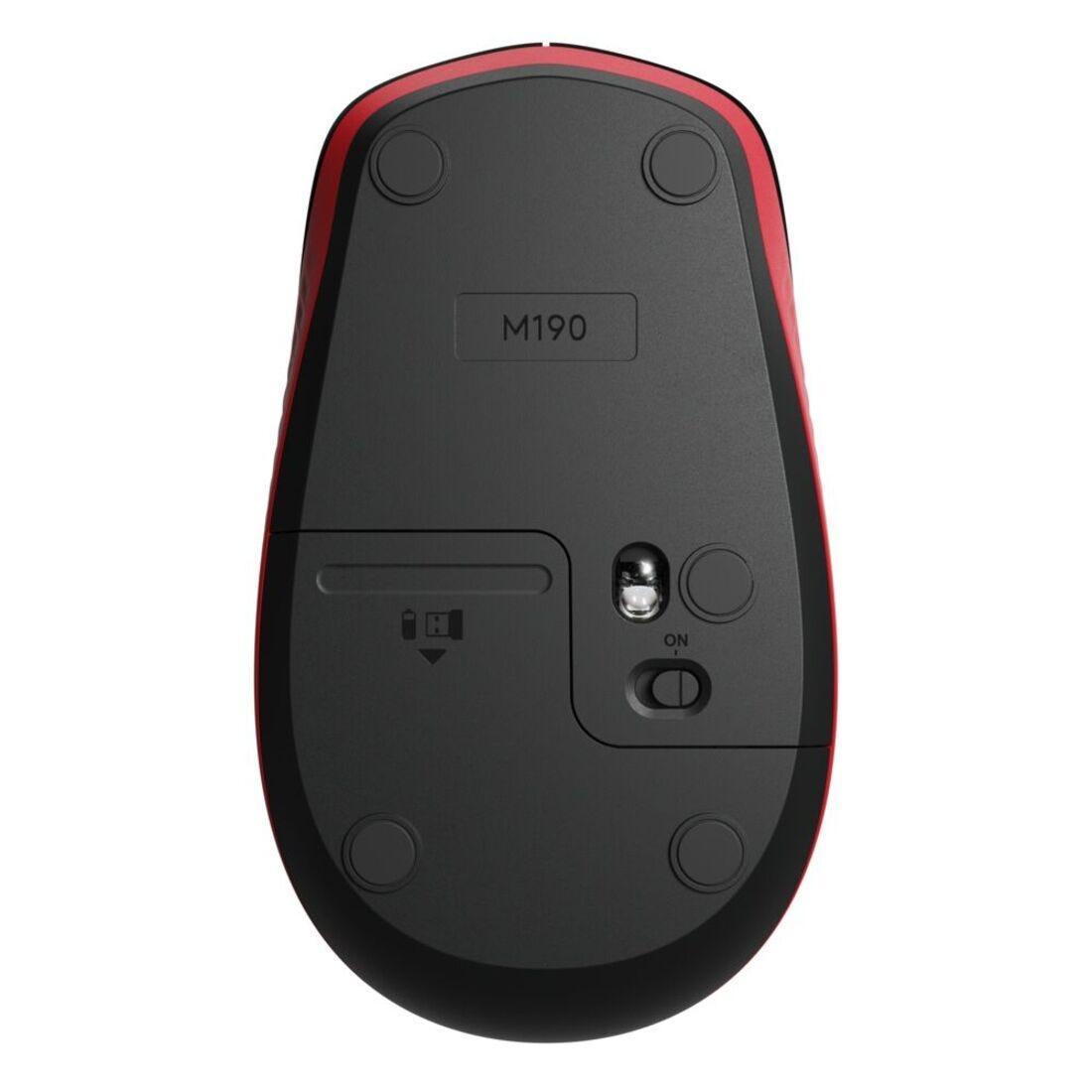 Mouse Logitech M190 Vermelho sem fio 910-005904 - Mega Market