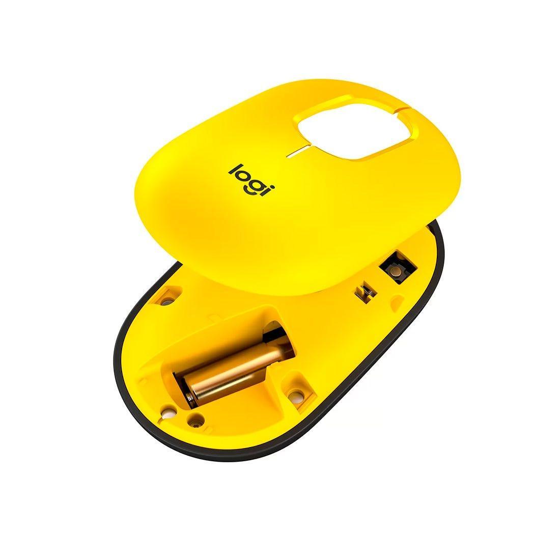Mouse Logitech POP Amarelo e preto sem fio 910-006549 - Mega Market