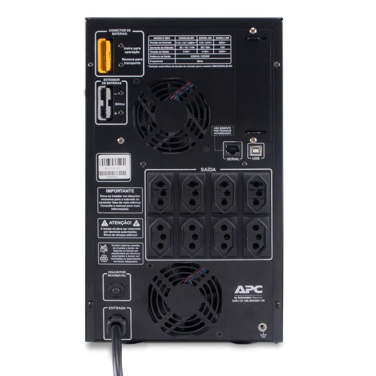 NoBreak APC Smart-UPS BR 2200va Mono220 - SMC2200XLI-BR - Mega Market