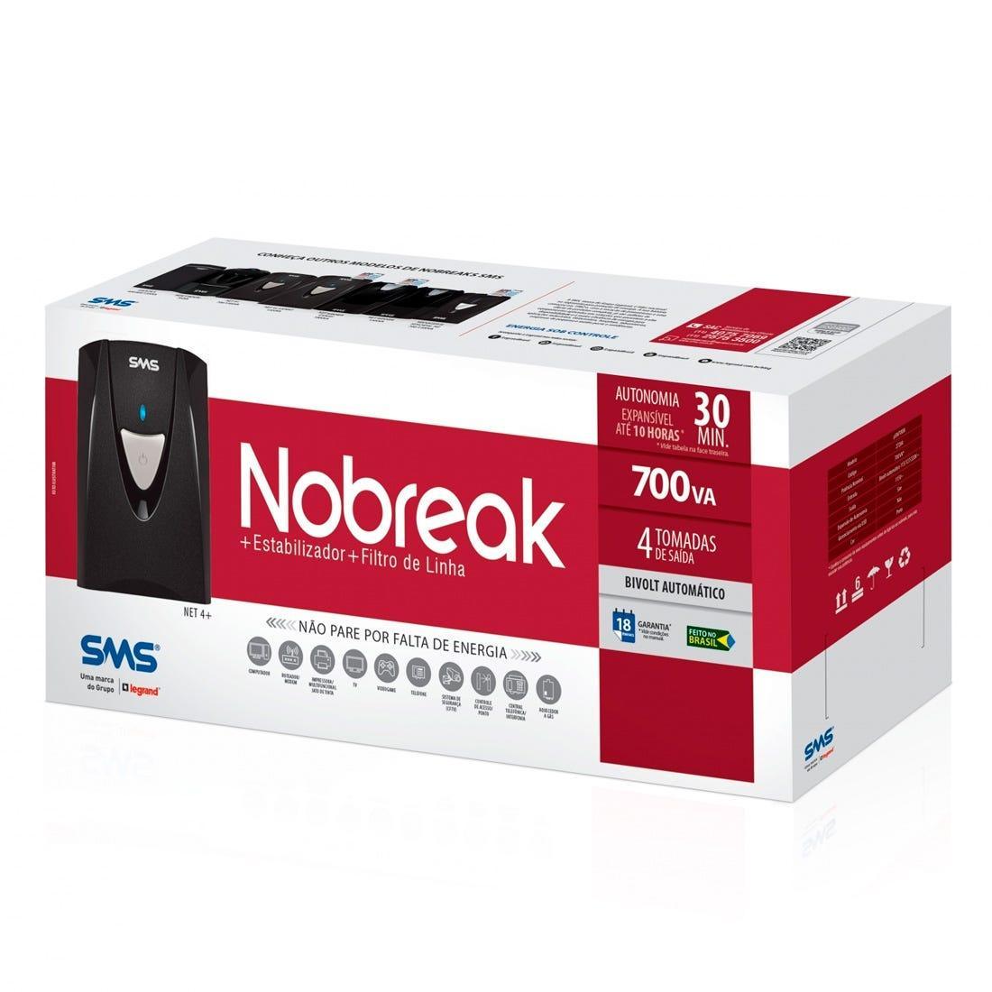 Nobreak SMS Manager NET4+ 700VA Bi-115 Black 27284 - Mega Market