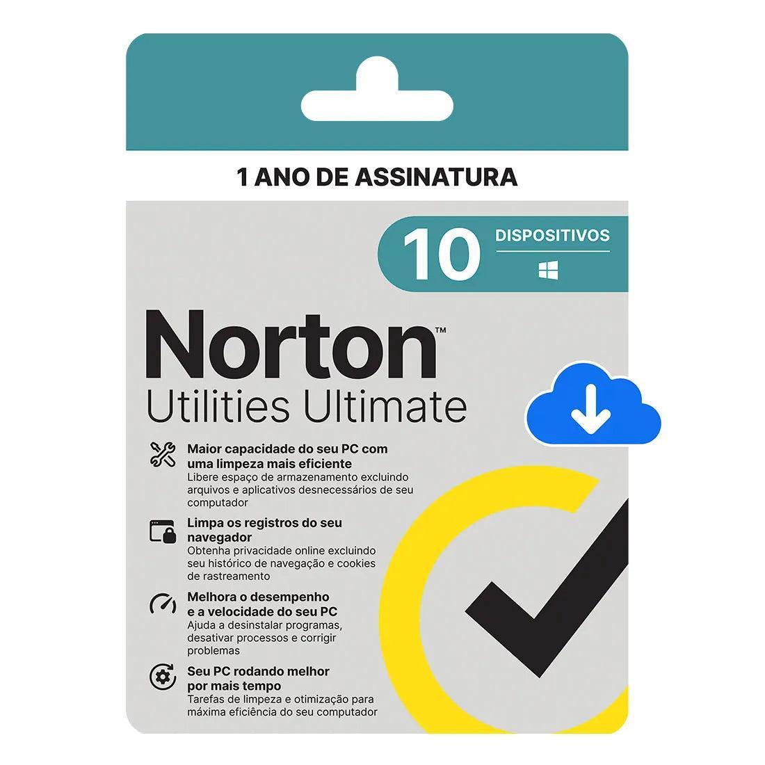 Norton Utilities Ultimate - 10 Dispositivos - 12 meses - 21430279 - Mega Market