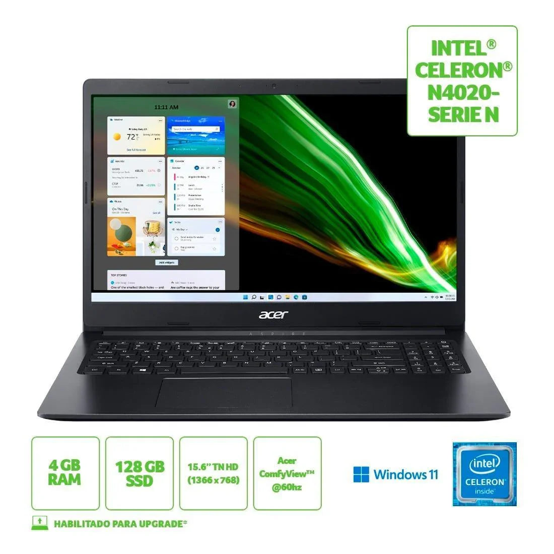 Notebook Acer A315-34-C9WH Celeron 4 128 W11H NX.HRNAL.005 - Mega Market