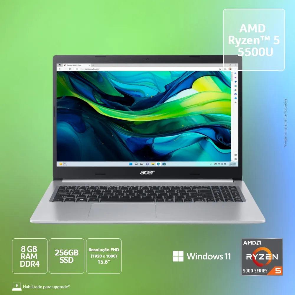 Notebook Acer A515-45-R5AT Ryzen 5 8GB 256GB SSD Windows 11 Home - NX.AYDAL.00H - Mega Market