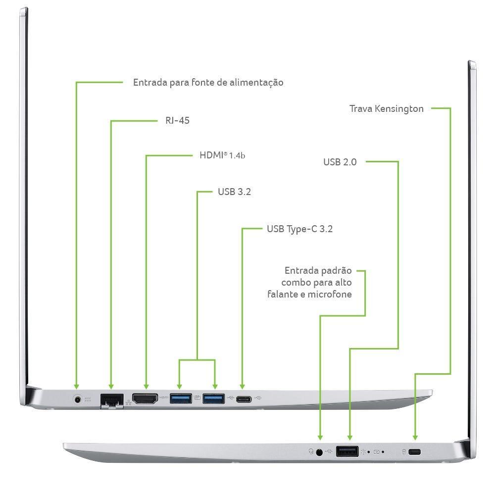 Notebook Acer A515-54-55AT i5 8GB 256 SSD Linux NX.HQMAL.015 - Mega Market