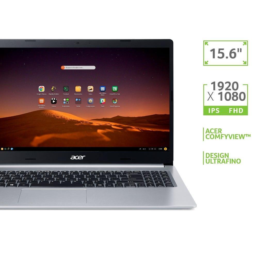 Notebook Acer A515-54-55AT i5 8GB 256 SSD Linux NX.HQMAL.015 - Mega Market