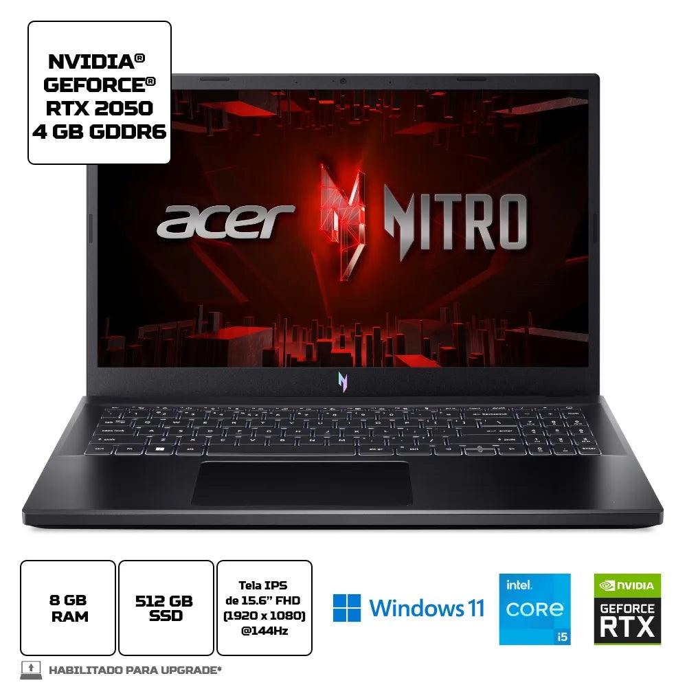 Notebook Gamer Acer Nitro ANV15-51-50KD i5 8GB 512GB SSD RTX 2050 Linux Gutta - NH.QQCAL.001 - Mega Market