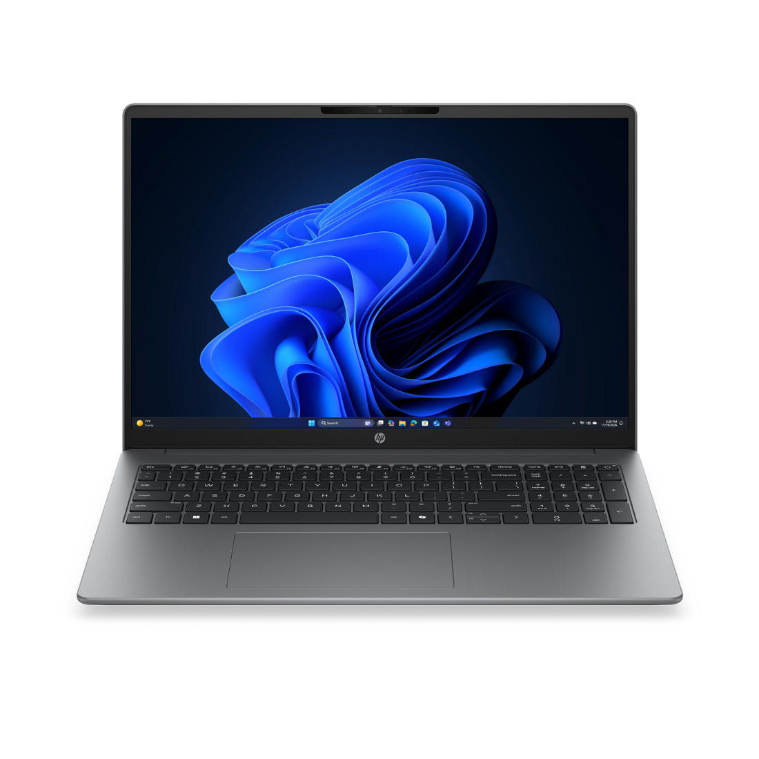 Notebook HP 200 G2i E0QL3AT#AK4 prata, vista frontal aberto