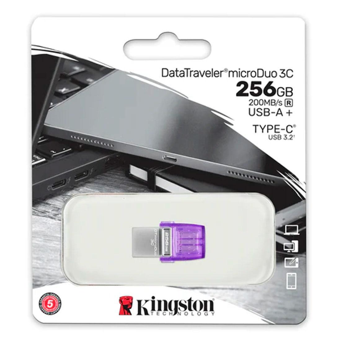 Pen Drive Kingston 256GB MicroDuo USB C e A - DTDUO3CG3/256GBi - Mega Market