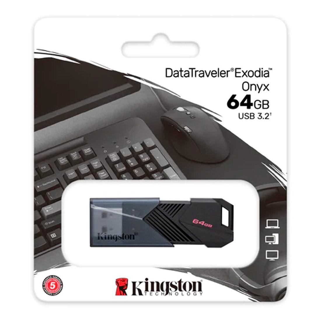 Pen drive Kingston 64GB Exodia Onyx USB 3.2 Gen1 - DTXON64GB - Mega Market
