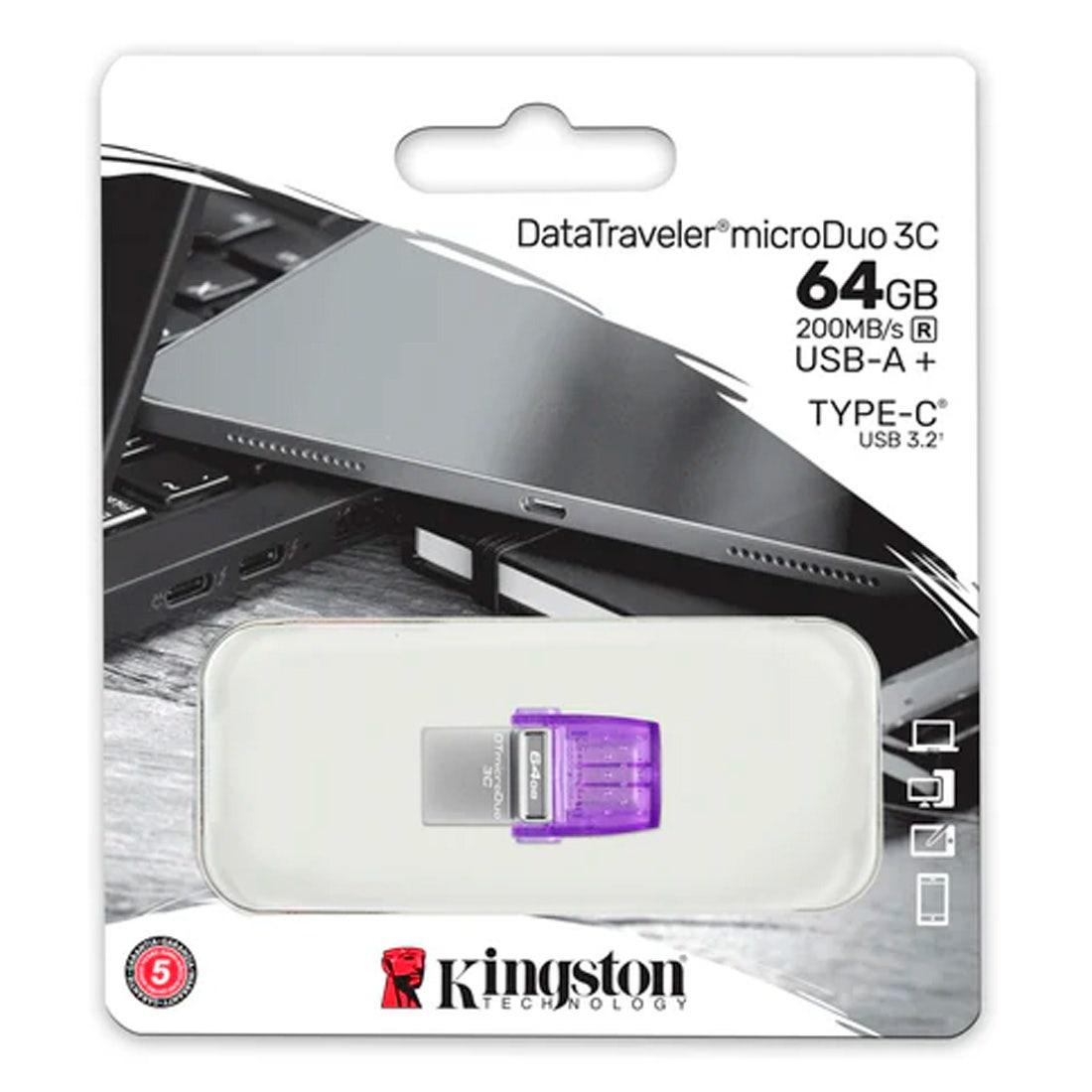 Pen Drive Kingston 64GB MicroDuo USB C e A - DTDUO3CG3/64GBi - Mega Market
