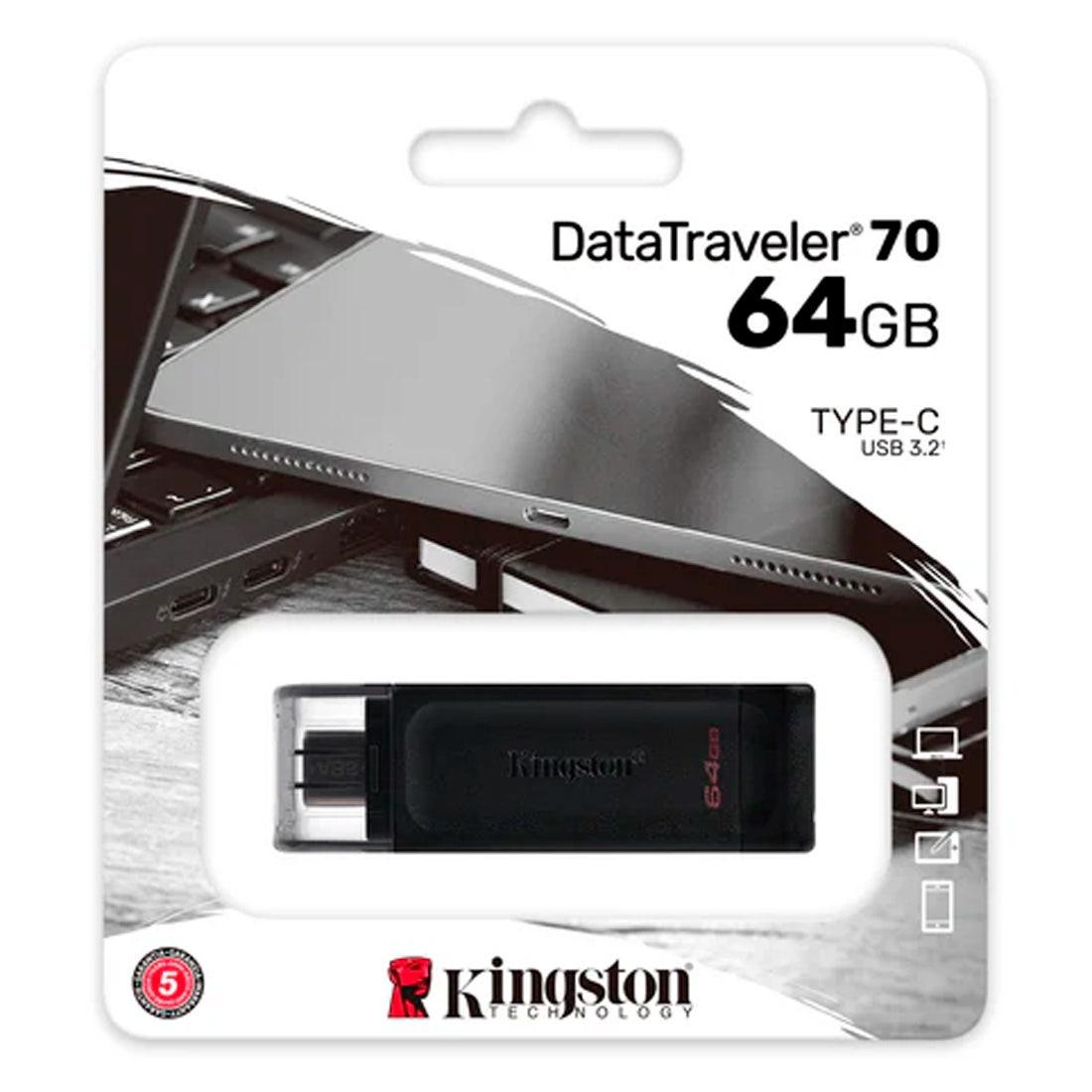 Pen Drive Kingston 64GB padrão USB-C - DT70/64GBi - Mega Market