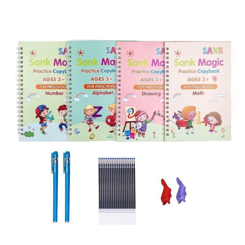 PratiqueKid® Kit 4 Cadernos de Caligrafia Mágicos - Mega Market