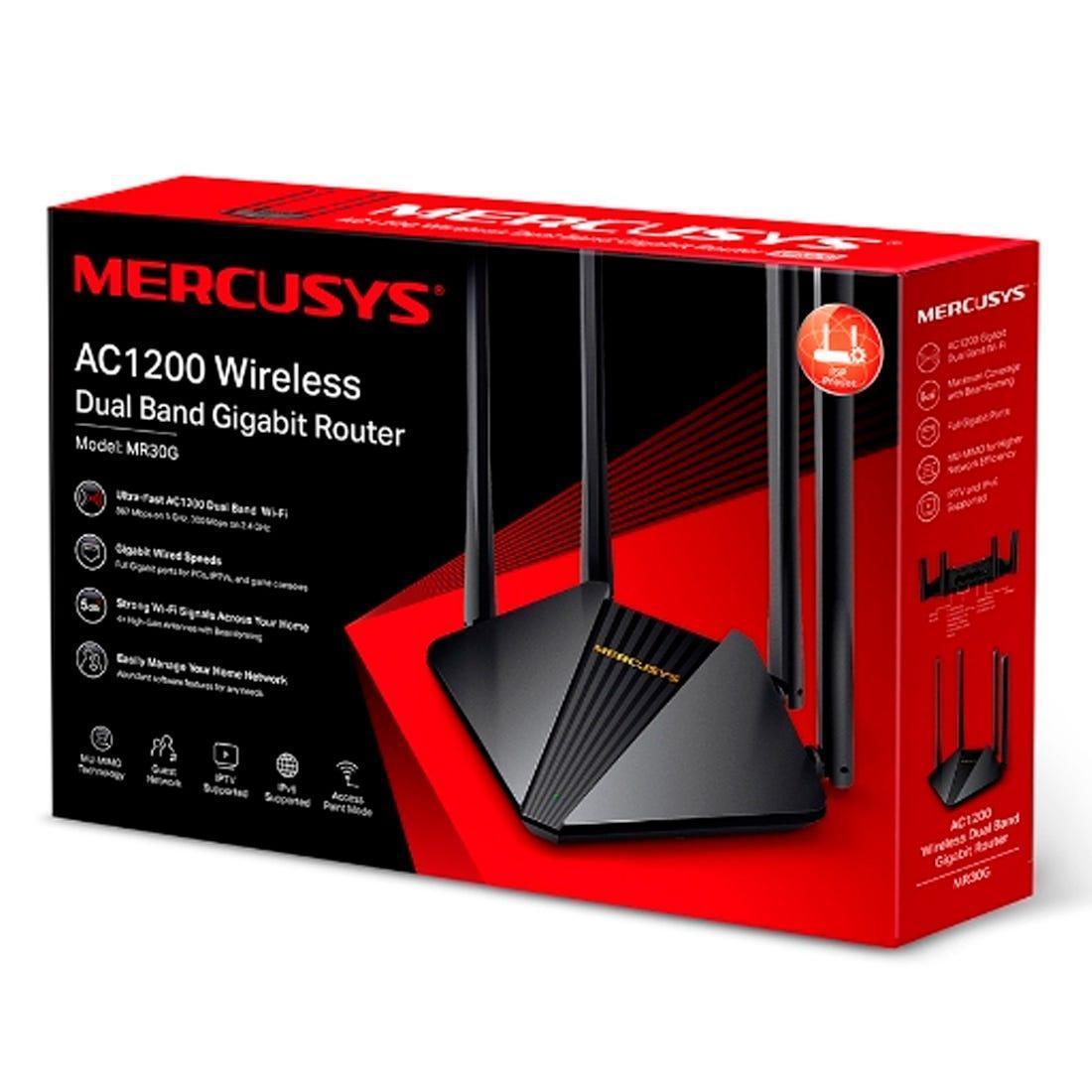 Roteador Mercusys Wireless Dual Band Gigabit AC1200 - MR30G - Mega Market