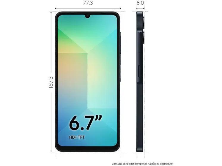 Smartphone Samsung A06 4G 128GB Azul Escuro - SM-A065MZKRZTO - Mega Market