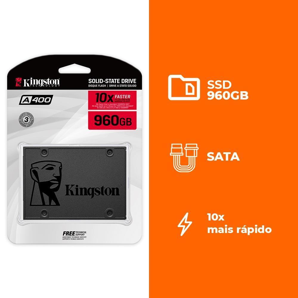 SSD Kingston Série A400 SATA 3 2.5" 450-500 MBs 960GB - SA400S37960G - Mega Market