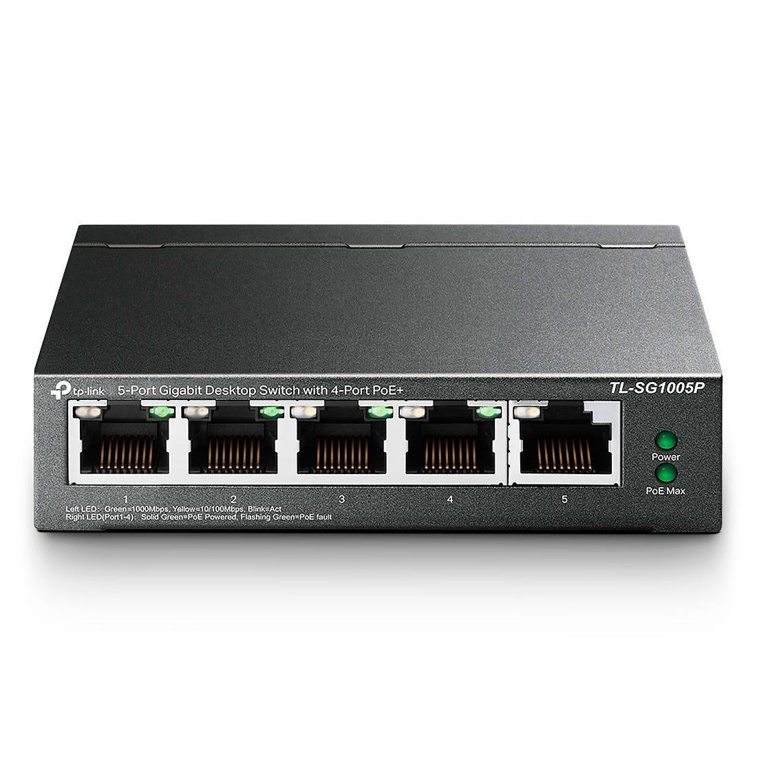 Switch TP-LINK 5 Portas Gigabit (4 Portas PoE+) TL-SG1005P - - Mega Market
