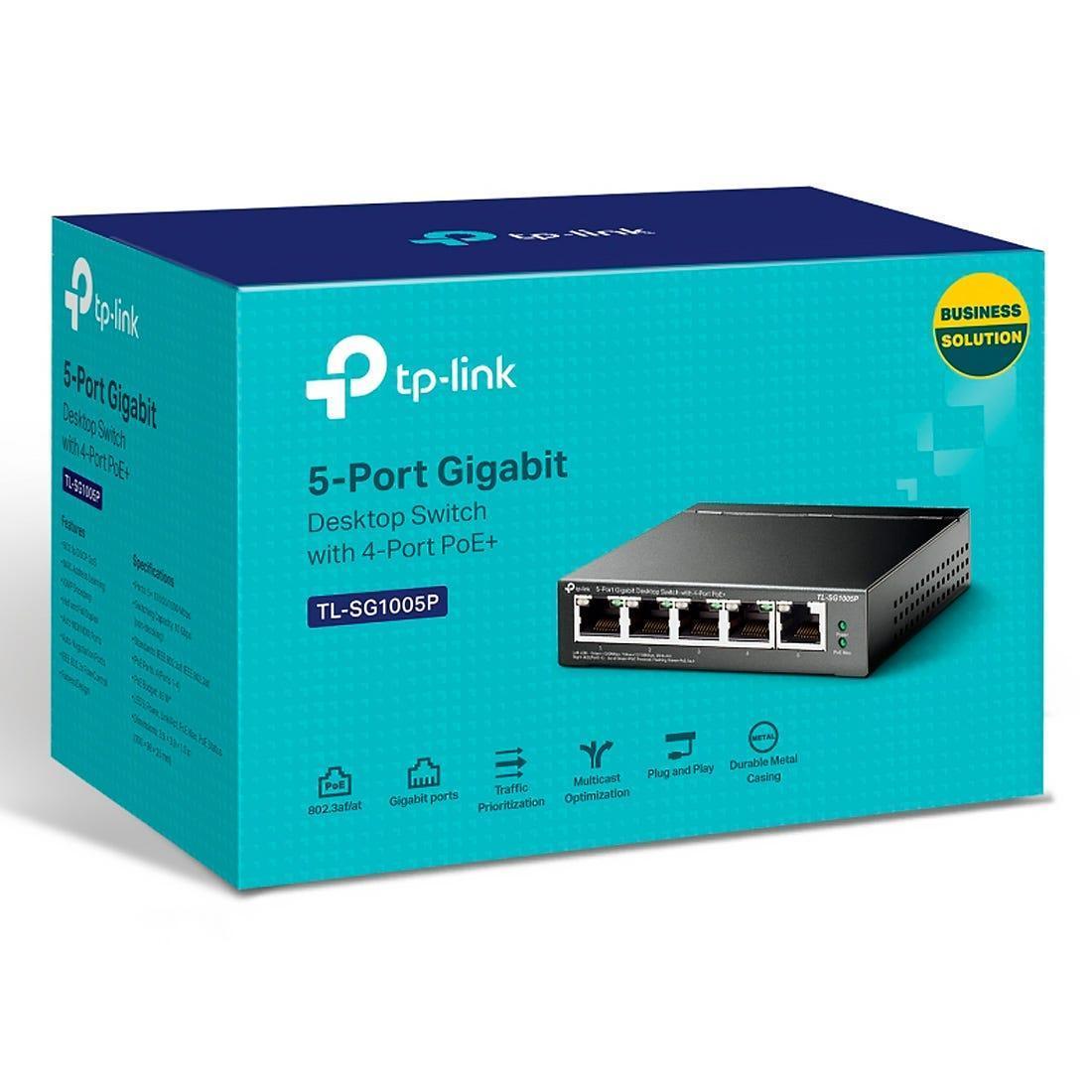 Switch TP-LINK 5 Portas Gigabit (4 Portas PoE+) - TL-SG1005P - Mega Market