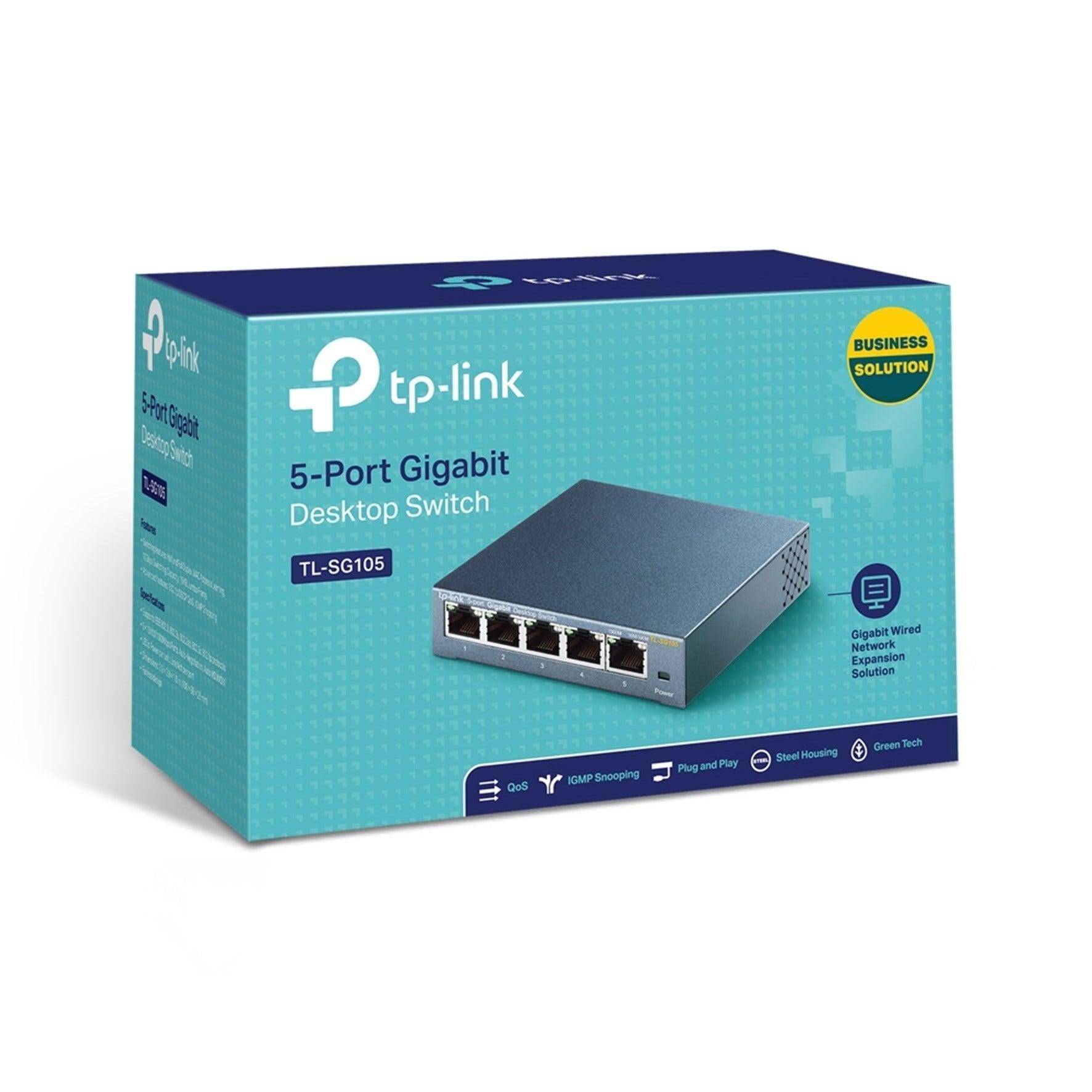 Switch TP-LINK Mesa 5 Portas 10/100/1000Mbps TL-SG105 - TL-S - Mega Market