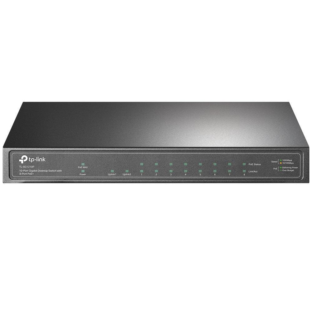 Switch TP-LINK Mesa Gigabit 10 Portas com 8 Portas PoE+ - TL-SG1210P - Mega Market