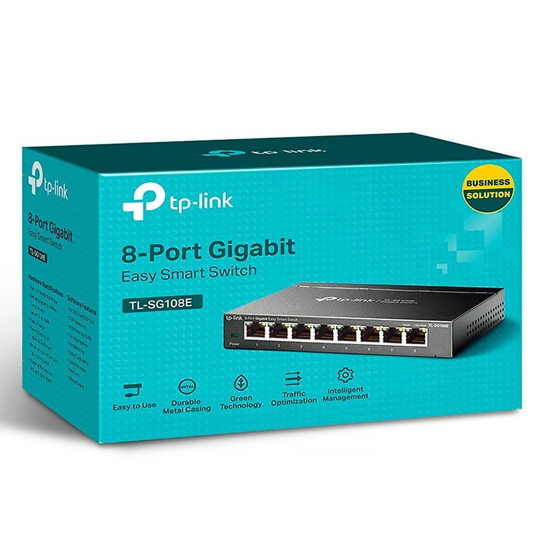 Switch TP-LINK Rack 8 Portas Gigabit 10/1000Mbps TL-SG108E - Mega Market