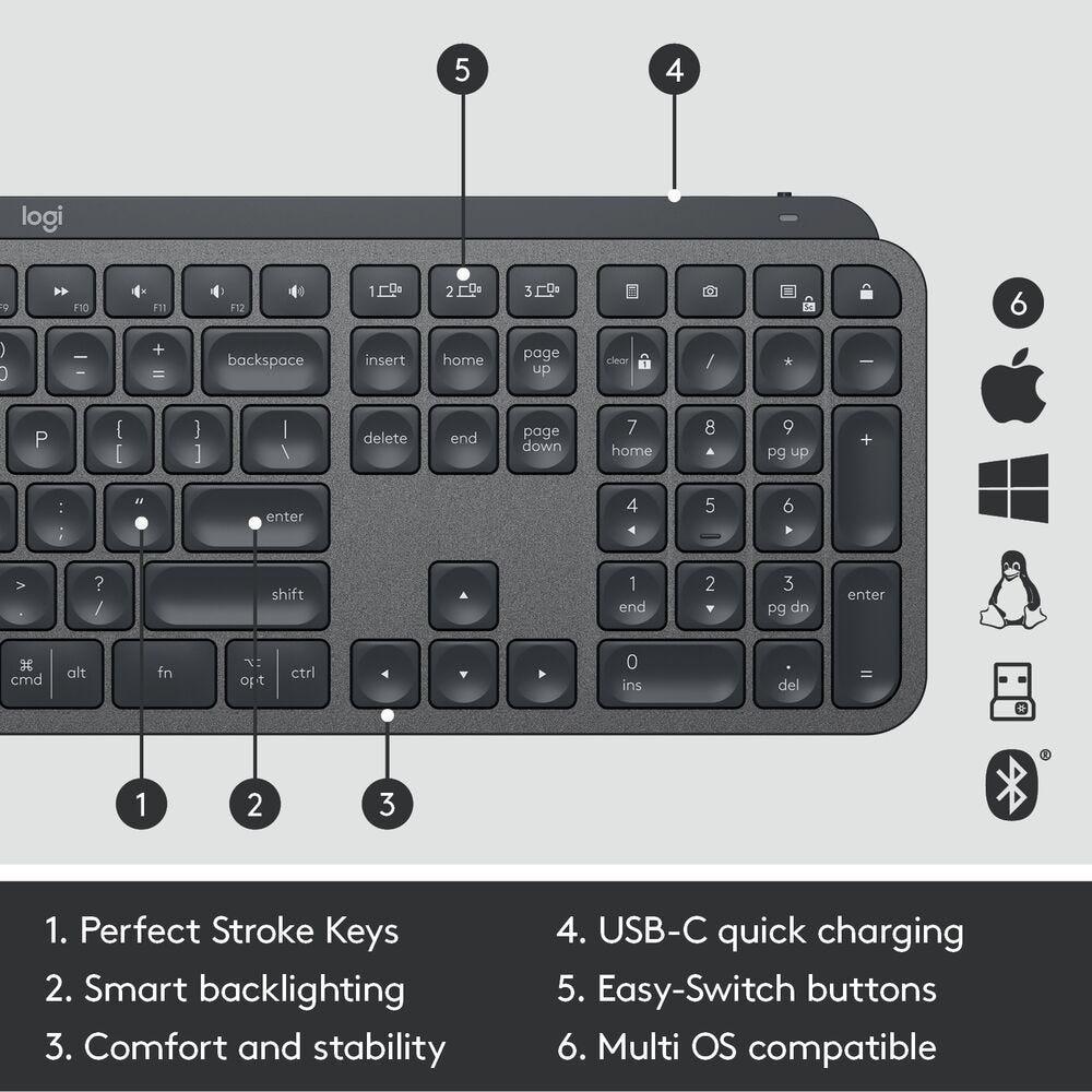 Teclado Logitech MX Keys Pt Bluetooth Padrão US 920-009297 - Mega Market