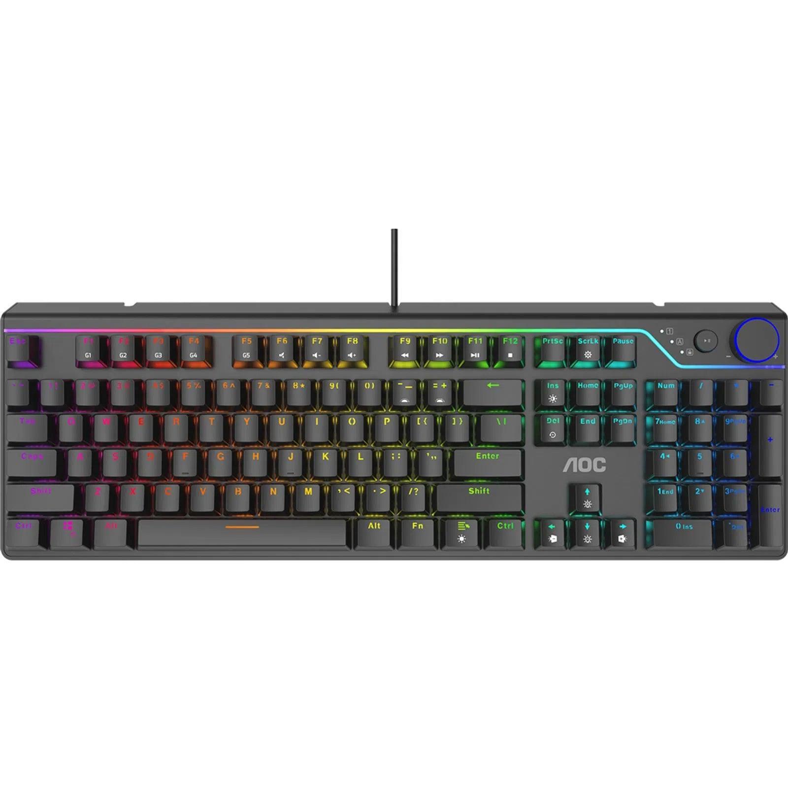 Teclado Mecânico Gamer AOC Switch AOC RED RGB - GK530BR/FG - Mega Market