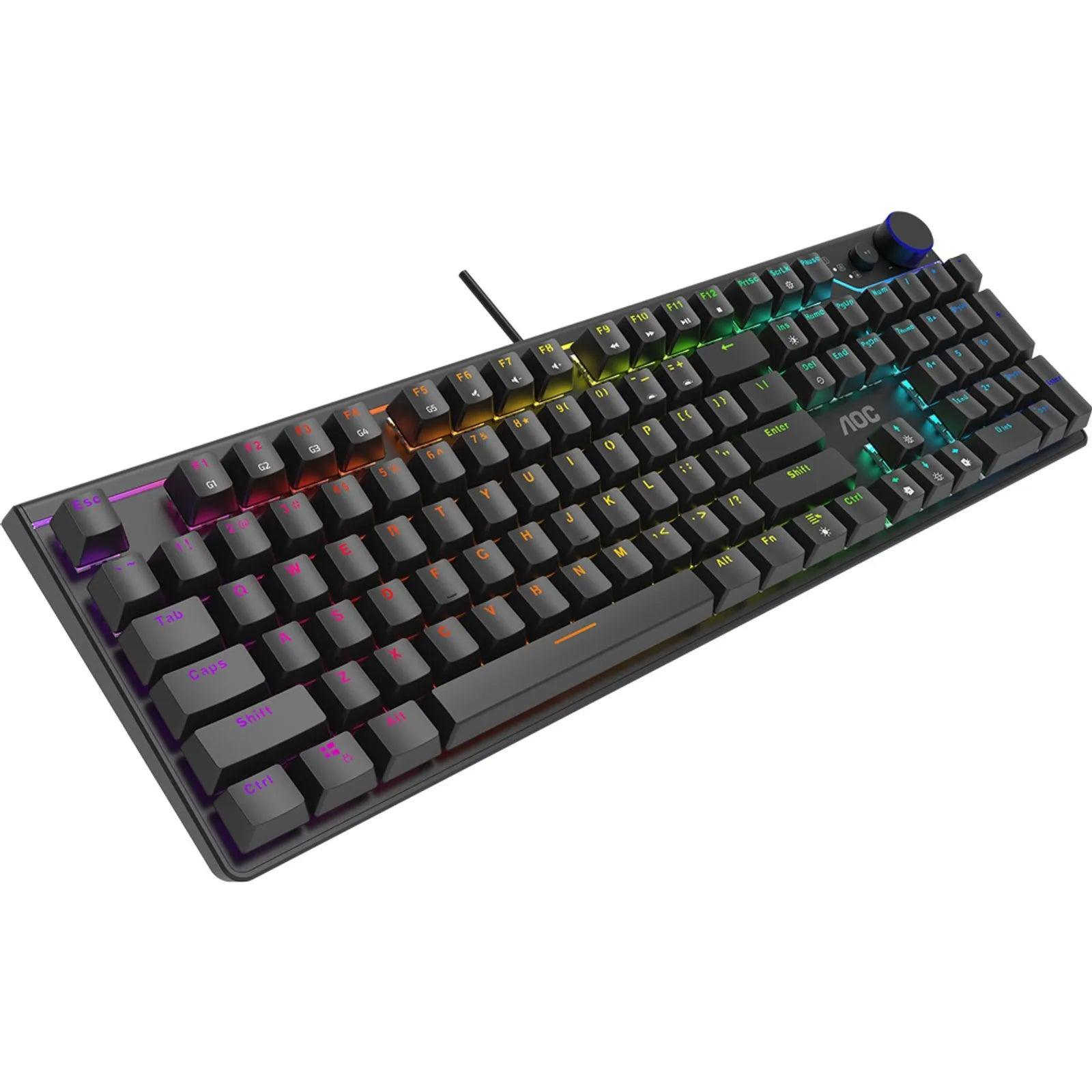 Teclado Mecânico Gamer AOC Switch AOC RED RGB - GK530BR/FG - Mega Market