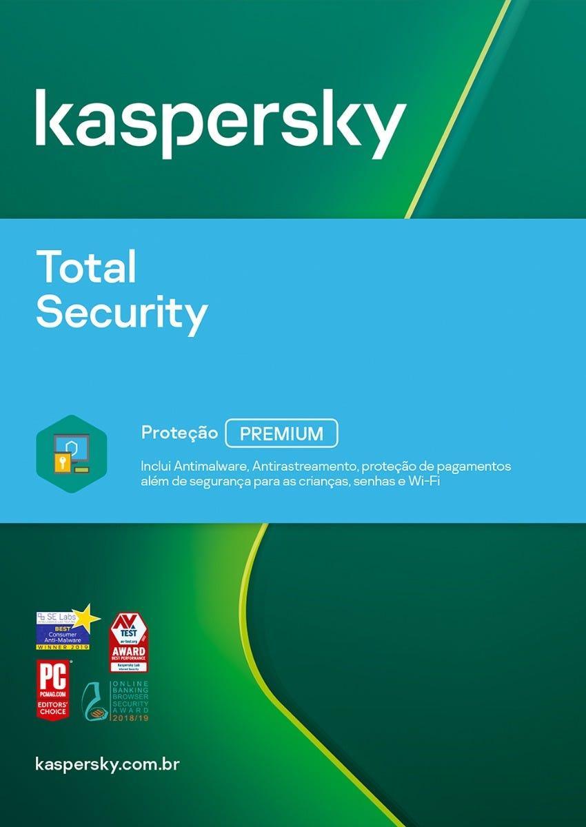 Total Security Kaspersky 3 dispositivos 1 ano BR ESD - KL1949KDCFS - Mega Market