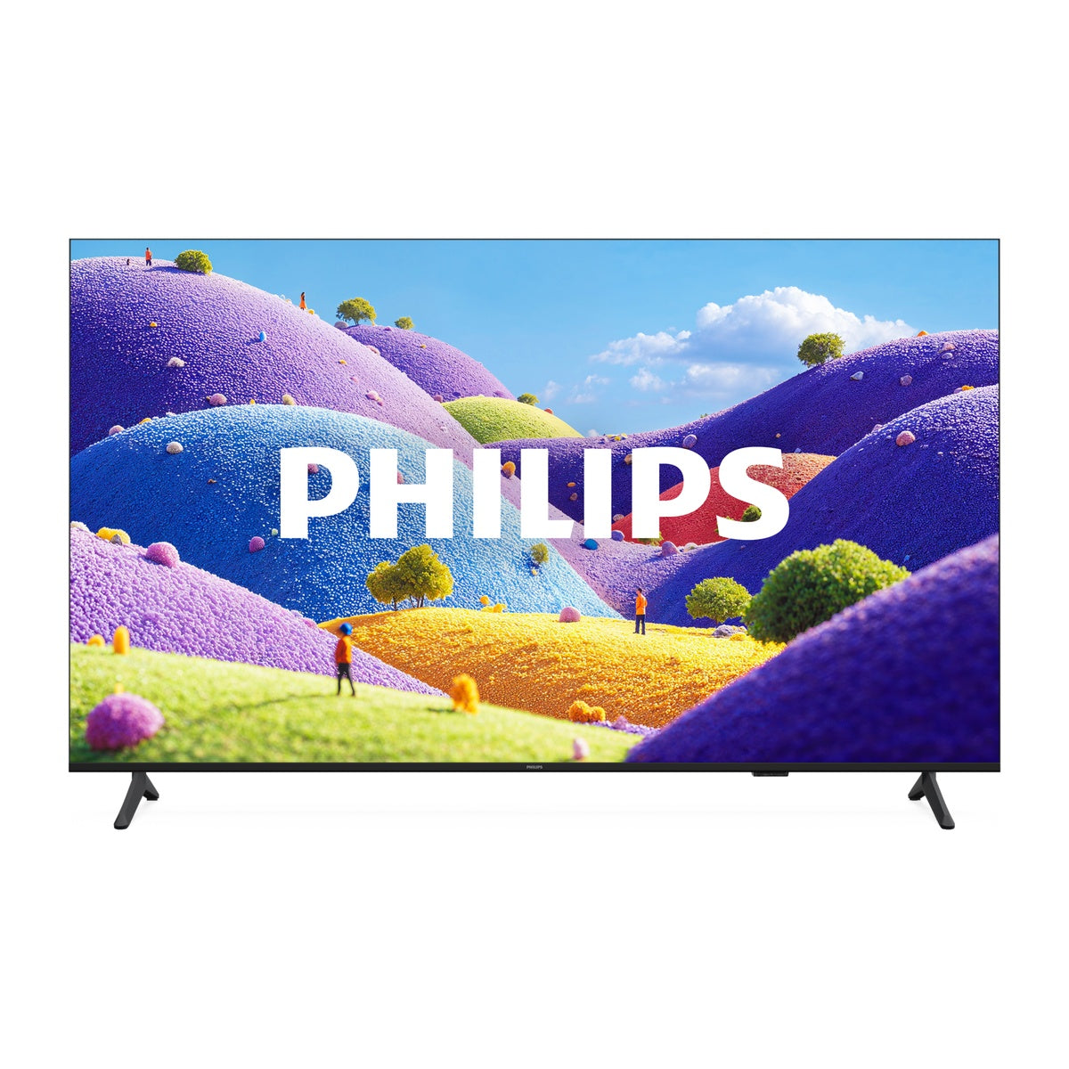 TV Philips75PUG7231/78 75polegadas — vista frontal com pedestal
