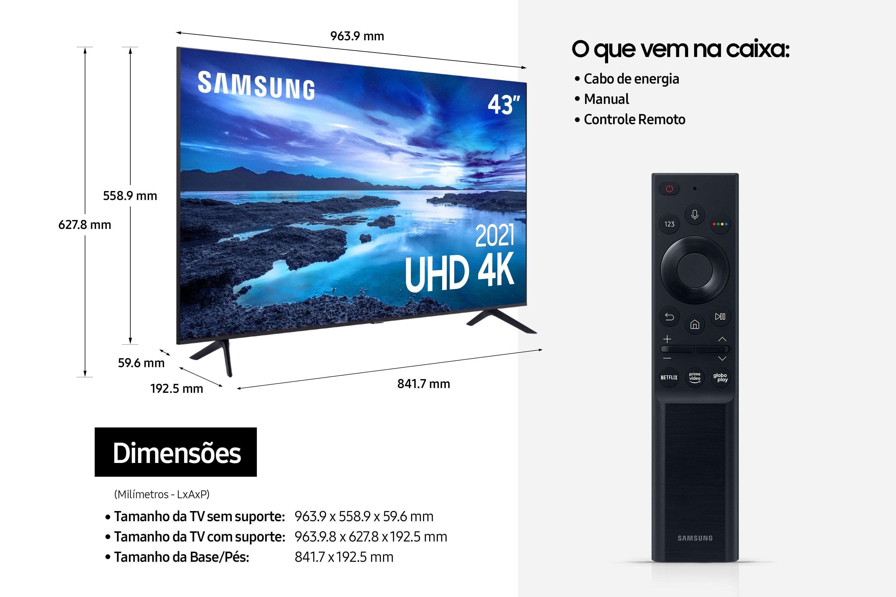 TV Samsung Smart LED 4K 43" UN43AU7700GXZD - Mega Market