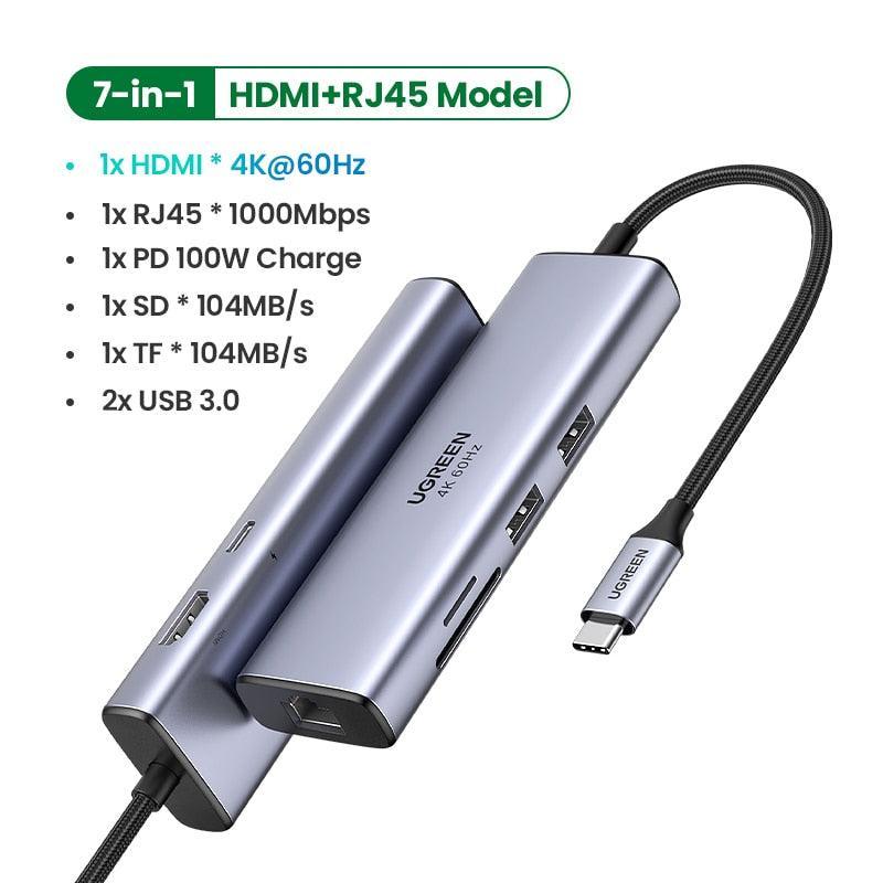 UGREEN HUB USB-C 4K 60Hz - Expansão de 7 portas - Mega Market