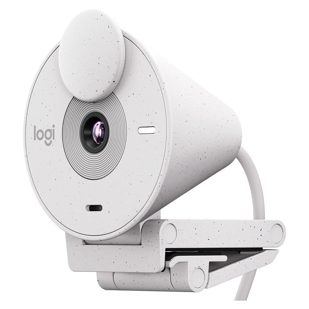Webcam Logitech Brio 300 Branco Full HD - 960-001440-C - Mega Market