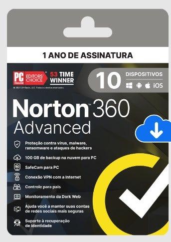 360 Advanced Norton 10 Dispositivos 12 meses ESD - 21447601 - Mega Market