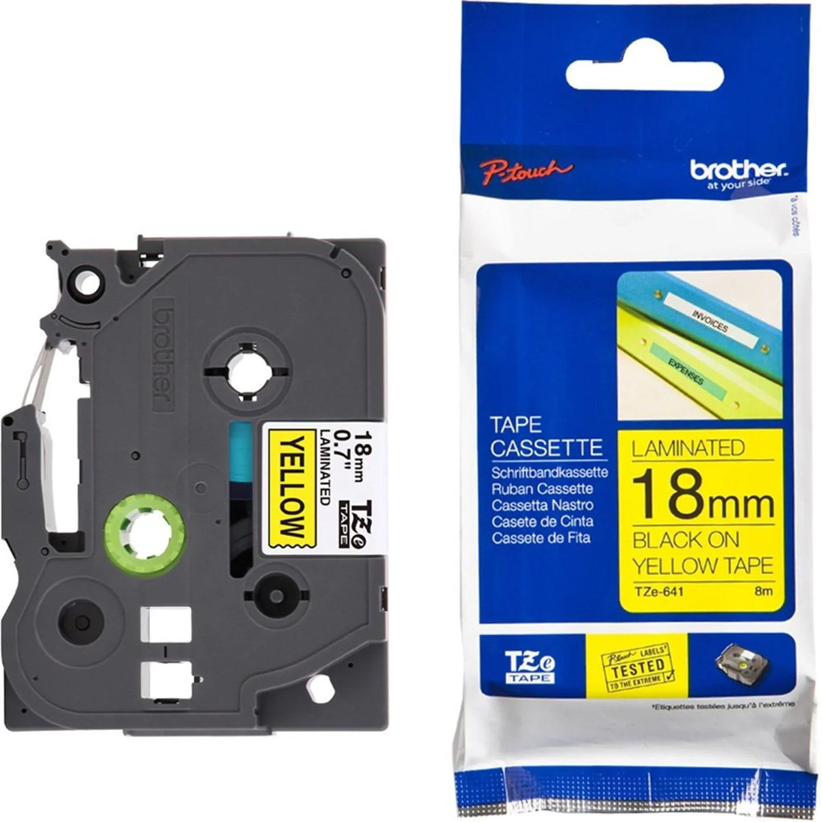 Fita Brother Preto/Amarelo para Rotuladores TZE641 - Mega Market
