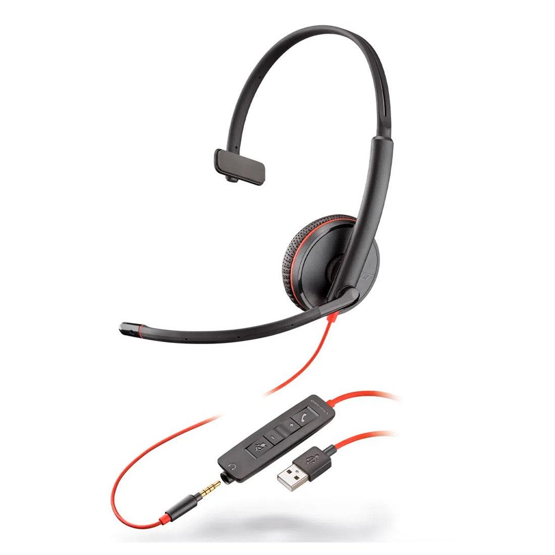 Headset Poly Blackwire C3215 Mono USB-A com P2 - 209746-101 - Mega Market